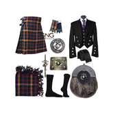 Men's Prince Charlie Jacket Wedding Kilt Outfit 11 pieces kilt Set US Marine Traditional Kilt Outfit Available in Various 50+ Tartan Color