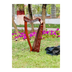 Rosewood 19 Strings Irish Lever Lyre Harp with Carry Bag, Tunning Key, Strings