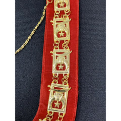 Masonic Regalia Shriners Dress Collar On Red Velvet Gold Metal Chain Collar