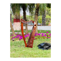 Rosewood 19 Strings Irish Lever Lyre Harp with Carry Bag, Tunning Key, Strings