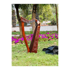 Rosewood 19 Strings Irish Lever Lyre Harp with Carry Bag, Tunning Key, Strings