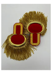 Gold Moon Shoulder Epaulettes On Red Silver Fringe Marching Band Epaulettes