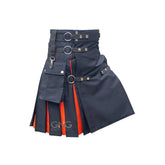 Men's Black Rainbow Hybrid Custom Color Inner Pleats Pride Utility Kilt Skirt