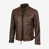 Brown Cafe Racer Men's Leather Jacket
