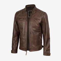 Brown Cafe Racer Men's Leather Jacket