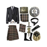 Men's Scottish Argyle Jacket Wedding Kilt Outfit Jacket 10 Pieces Kilt Outfit
