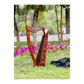 Rosewood 19 Strings Irish Lever Lyre Harp with Carry Bag, Tunning Key, Strings