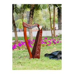 Rosewood 19 Strings Irish Lever Lyre Harp with Carry Bag, Tunning Key, Strings