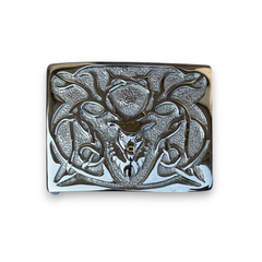 Scottish Men's Stag Head Style Kilt Buckle Chrome Finish Belt Buckle