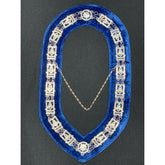 Masonic Regalia Past Master Metal Chain Collar On Blue Velvet Backing SILVER