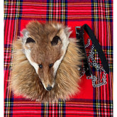 Men's Scottish Fox Face Fur Leather Kilt Sporran With Chain Belt