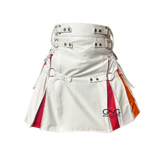 Men's White Rainbow Hybrid kilt Pride Kilt LGBT Gay Kilt Modern Utility Kilt