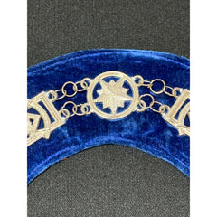 Masonic Regalia Past Master Metal Chain Collar On Blue Velvet Backing SILVER
