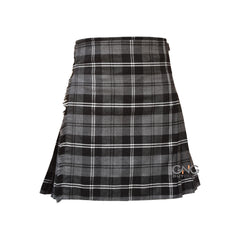 Scottish Hamilton Grey Tartan 8 Yard Kilt with Matching Flashes and Fly Plaid