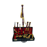 Great Scottish Highland Bagpipes Golden Engraved Brass Mounts With Black Velvet