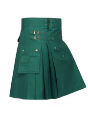 Men's Scottish Green Utility kilt is made of Cotton