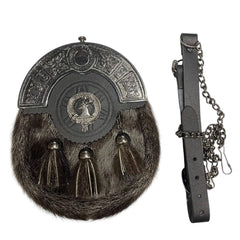 Men's Scottish Brown Stage Head Badge Kilt Sporran Six Pieces Sporran Set