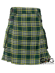 Scottish Men's St Patrick Leather strap kilt Highland Tartan Utility kilt