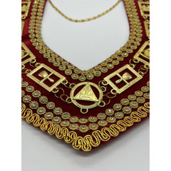 Cryptic Mason Royal Select Master Chain Collar On Red Velvet Backing With Beads
