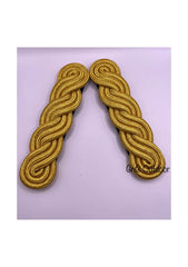 Shoulder Epaulettes Boards Gold 3 Ply 5 Curls Black Backing And Leather Strap Made With All Gold Mylar Shoulder Boards Pair