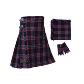 Scottish Black Magic Tartan 8 Yard Kilt with Matching Flashes and Fly Plaid