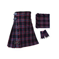 Scottish Black Magic Tartan 8 Yard Kilt with Matching Flashes and Fly Plaid
