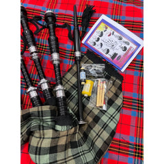 Scottish Bagpipe Black Watch Weather Silver Mounts Rosewood Highland Bagpipe