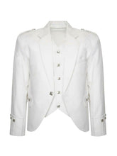 Men's Scottish White Argyle Serge Wool Jacket 5 Button Vest Jacket