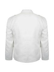 Men's Scottish White Argyle Serge Wool Jacket 5 Button Vest Jacket