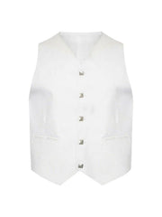 Men's Scottish White Argyle Serge Wool Jacket 5 Button Vest Jacket