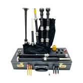 Black Bagpipe Full Practice Chanter Scottish Silver Mouth with Hard Case