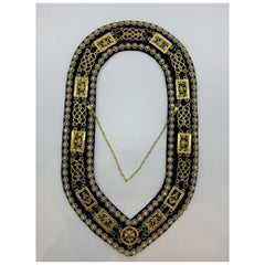 Masonic Grand Lodge Master Mason Gold Chain Collar On Blue Velvet With Beads