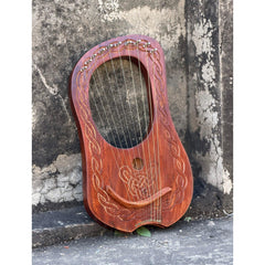 CNC Lyre Harp 10 Metal Strings With Free Tuning Key And Carrying Case Sheesham Wood Lyre Harp