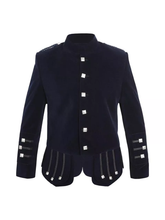 Black Kenmore Scottish Velvet Kilt Jacket Waistcoat Men's Wedding Jacket