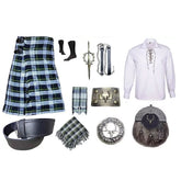 Men's Scottish 10 Pieces Stag head Sporran Kilt Outfit Wedding Kilt Set