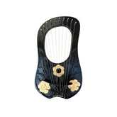 Black Lyre Harp 10 Metal Strings With Free Tuning Key And Carrying Case Rosewood