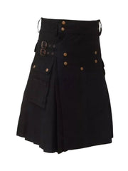 Men's Scottish Black Utility kilt is made of Cotton