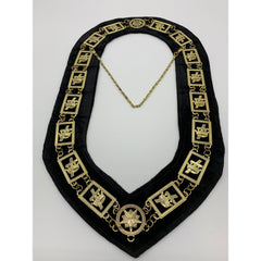 Masonic Regalia Knights Templar Metal Chain Collar Gold On Black Velvet