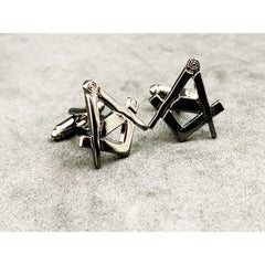 Masonic Freemason Cufflinks Lodge Gift Square Compass Black Enamel Cufflinks