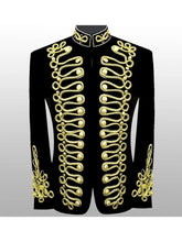 Men's Braided Hussar Velvet Jacket Military Gold Braided Jacket