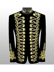 Men's Braided Hussar Velvet Jacket Military Gold Braided Jacket