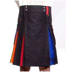 Rainbow Hybrid Pride Kilt LGBT Colorful Gay Kilt Modern Utility Kilt 28" to 62"