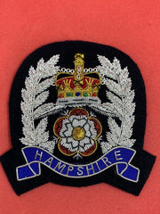 Hampshire Police Hand Embroidered Bullion Wire Blazer Badge Blazer Badge