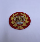 WO2 Crown And Wreath Red Mess Dress Badge WO2 Hand Embroidered Gold Crown On Red