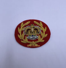 WO2 Crown And Wreath Red Mess Dress Badge WO2 Hand Embroidered Gold Crown On Red