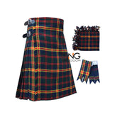 Scottish USMC Tartan 8 Yard Kilt for Men with Matching Flashes and Fly Plaid
