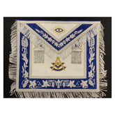 Hand Embroidered Masonic Past Master Apron On Royal Blue Velvet