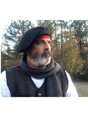 Men's Black And Red Wool Scot Bonnet Tam Hat Scottish Traditional Kilt Beret