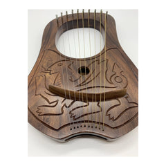 Lyre Harp 10 Metal Strings Free Tuning Key Carrying Case Sheesham Wood Lyre Harp