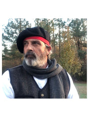 Men's Black And Red Wool Scot Bonnet Tam Hat Scottish Traditional Kilt Beret